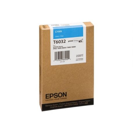 Cartouche Epson T6032 Cyan 220ML Cartouche Epson T6032 Cyan 220ML