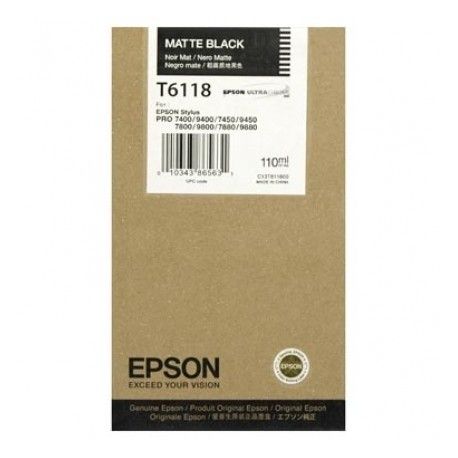 Cartouche Epson T6118 Noire Mate 110ML Cartouche Epson T6118 Noire Mate 110ML