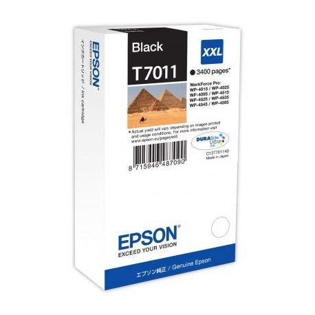 Cartouche Epson T7011 XXL Noire 63ML Cartouche Epson T7011 XXL Noire 63ML