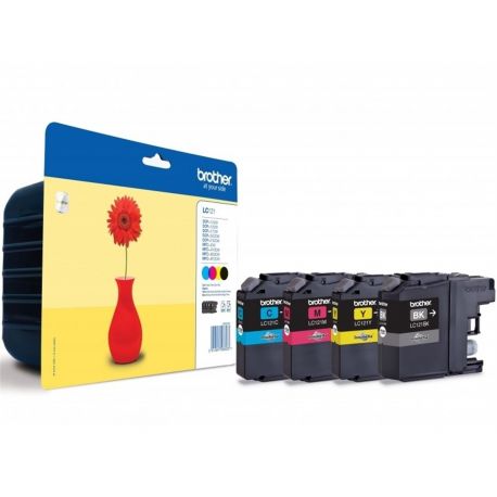 Cartouche Brother LC-121 - Pack de 4 - Noire et Couleurs 300 Pages Cartouche Brother LC-121 - Pack de 4 - Noire et Couleurs 300 Pages