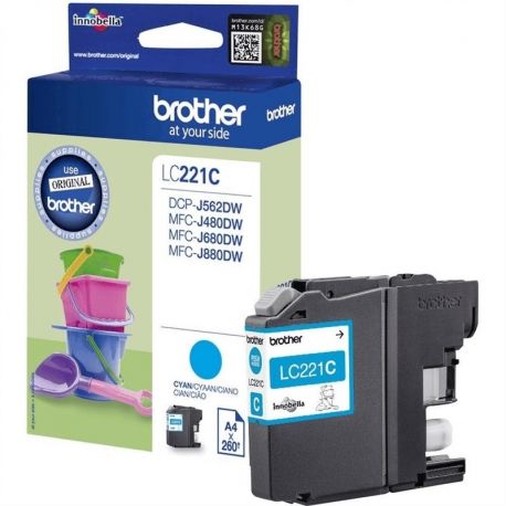 Cartouche Brother LC-221 Cyan 260 Pages Cartouche Brother LC-221 Cyan 260 Pages