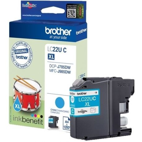 Cartouche Brother LC22U Cyan 1200 Pages Cartouche Brother LC22U Cyan 1200 Pages