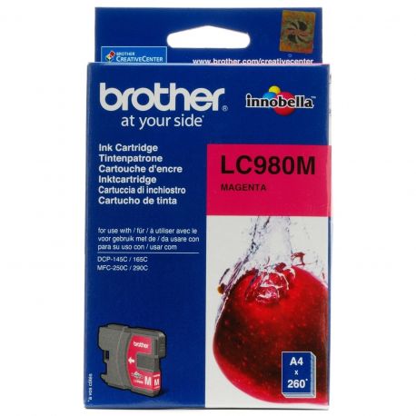 Cartouche Brother LC-980 Magenta 260 Pages Cartouche Brother LC-980 Magenta 260 Pages