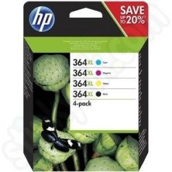 Cartouche Hp N°364 - Pack de 4 - Noire et Couleurs 750 Pages