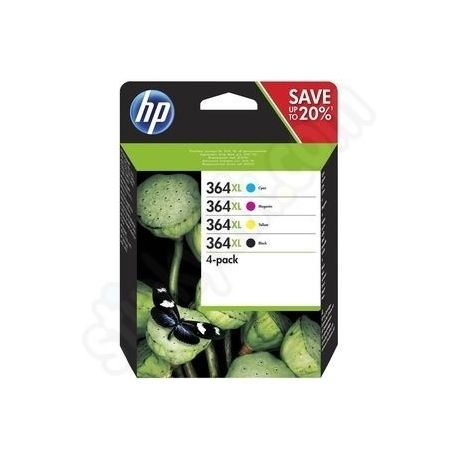 Cartouche Hp N°364 - Pack de 4 - Noire et Couleurs 750 Pages