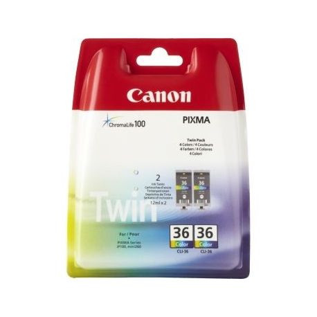Cartouche Canon 36 - Pack de 2 - Couleurs 249 Pages Cartouche Canon 36 - Pack de 2 - Couleurs 249 Pages
