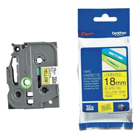 Ruban Brother TZE-641 Noir/Jaune 8M X 18MM