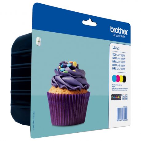 Cartouche Brother LC123 - Pack de 4 - Noire et Couleurs 600 Pages