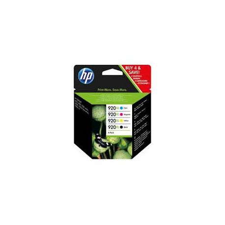 Cartouche Hp N°920 XL - Pack de 4 - Noire et Couleurs 7ML