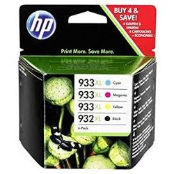 Cartouche Hp N°932 XL et 933 XL - Pack de 4 - Noir et Couleurs 8ML