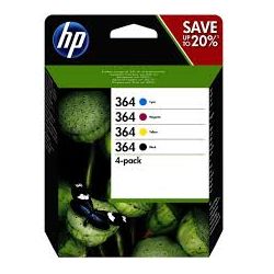Cartouche Hp N°364 - Pack de 4 - Noire et Couleurs 300 Pages