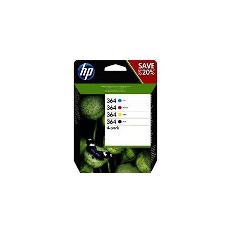 Cartouche Hp N°364 - Pack de 4 - Noire et Couleurs 300 Pages