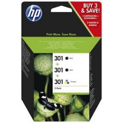 Cartouche Hp N°301 - Pack de 2 - Noire et Couleurs 545 Pages