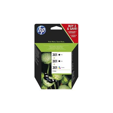 Cartouche Hp N°301 - Pack de 2 - Noire et Couleurs 545 Pages