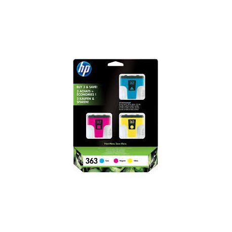 Cartouche Hp N°363 - Pack de 3 - Couleurs 1270 Pages