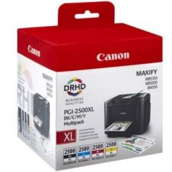 Cartouche Canon PGI-2500 XL - Pack de 4 - Noire et Couleurs 70ML