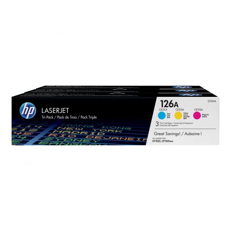 Toner Hp N°126A - Pack de 3 - Couleurs 1000 Pages Toner Hp N°126A - Pack de 3 - Couleurs 1000 Pages