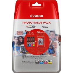 Cartouche Canon CLI-551 XL - Pack de 4 - Noire et Couleurs 11ML