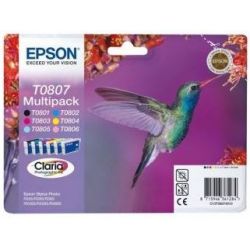 Cartouche Epson T0807 - Pack de 6 - Noire et Couleurs 7ML