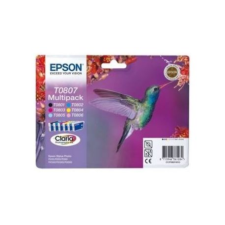 Cartouche Epson T0807 - Pack de 6 - Noire et Couleurs 510 Pages Cartouche Epson T0807 - Pack de 6 - Noire et Couleurs 510 Pages