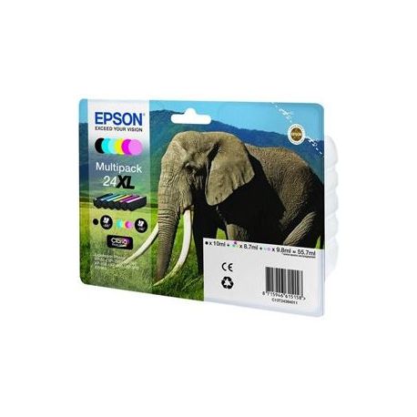 Cartouche Epson 24 XL - Pack de 4 - Noire et Couleurs 740 Pages Cartouche Epson 24 XL - Pack de 4 - Noire et Couleurs 740 Pages