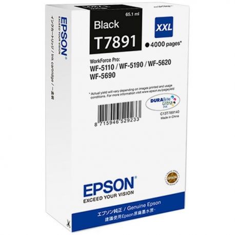 Cartouche Epson T7891 XXL Noire 65ML Cartouche Epson T7891 XXL Noire 65ML