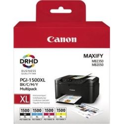 Cartouche Canon PGI-1500 XL - Pack de 4 - Noire et Couleurs 34ML