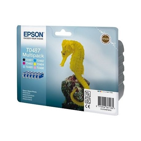 Cartouche Epson T0487 Stylus 300 (X4) Noire + Couleurs 450 Pages