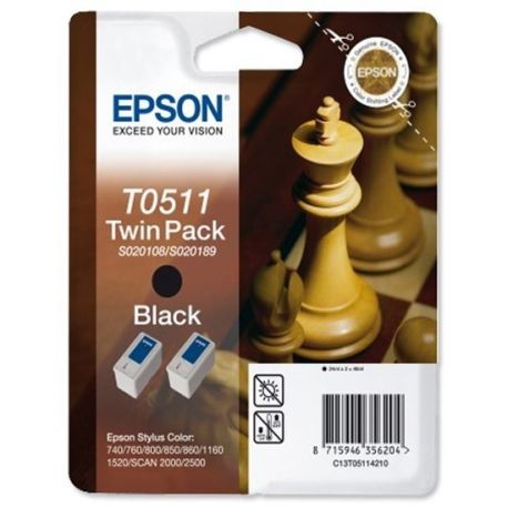 Cartouche Epson T051 Stylus 1160 (X2) Noire 26ML Cartouche Epson T051 Stylus 1160 (X2) Noire 26ML