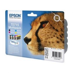 Cartouche Epson T0715 Stylus 4000 (X4) Noire + Couleurs 24ML