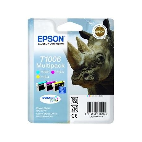 Cartouche Epson T1006 - Pack de 3 - Noire et Couleurs 11ML Cartouche Epson T1006 - Pack de 3 - Noire et Couleurs 11ML