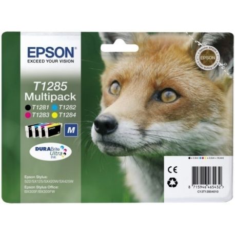 Cartouche Epson T1285 STYLUSBX305FW (X4) Noire + Couleurs 175 Pages