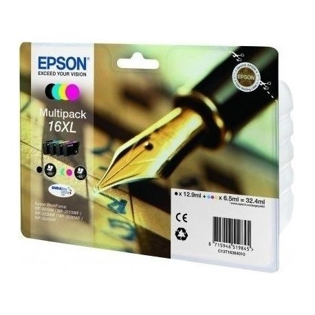 Cartouche Epson 16XL (X4) Noire + Couleurs 32ML Cartouche Epson 16XL (X4) Noire + Couleurs 32ML