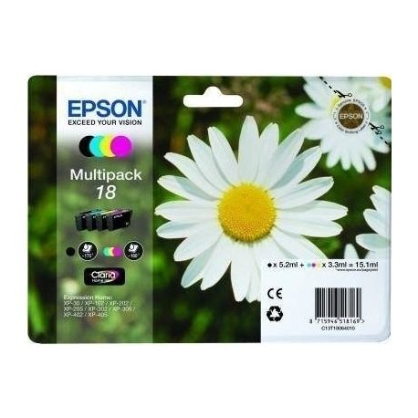 Cartouche Epson 18 Noire + Couleurs 175 Pages