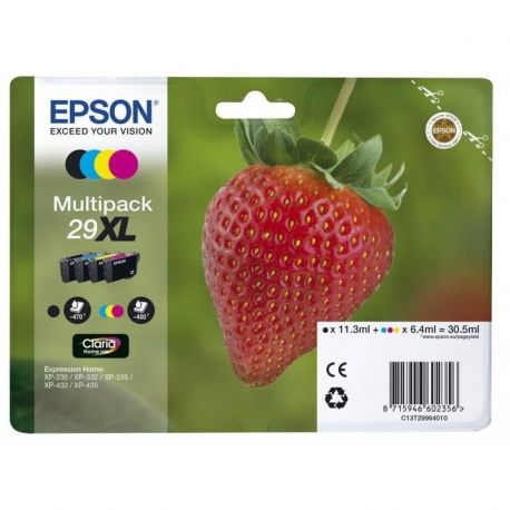 Cartouche Epson 29XL (X4) Noire + Couleurs 450 Pages